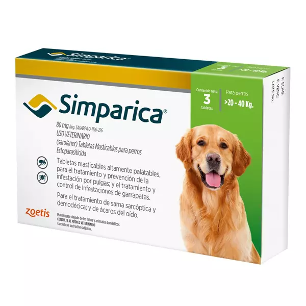 Simparica Antipulgas 80mg (20 a 40kg)